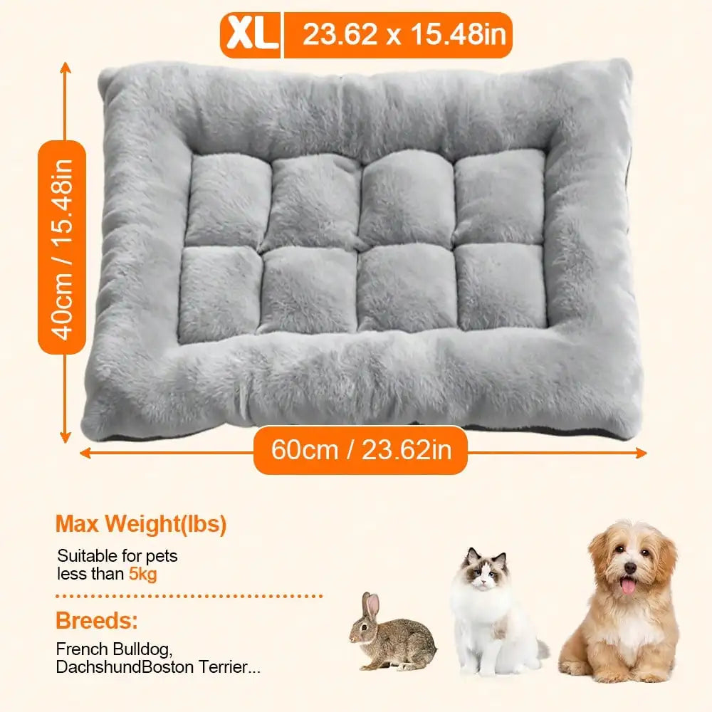 Ultra Soft Flannel Plush Pet Crate Mat, Thickened Cozy Comfort Dog Sleeping Cushion, Anti-Slip Bottom Machine Washable Pet Bed Pad, All Season Rectangle Pet Mattress For Small Medium Large Dogs Cats Indoor Use