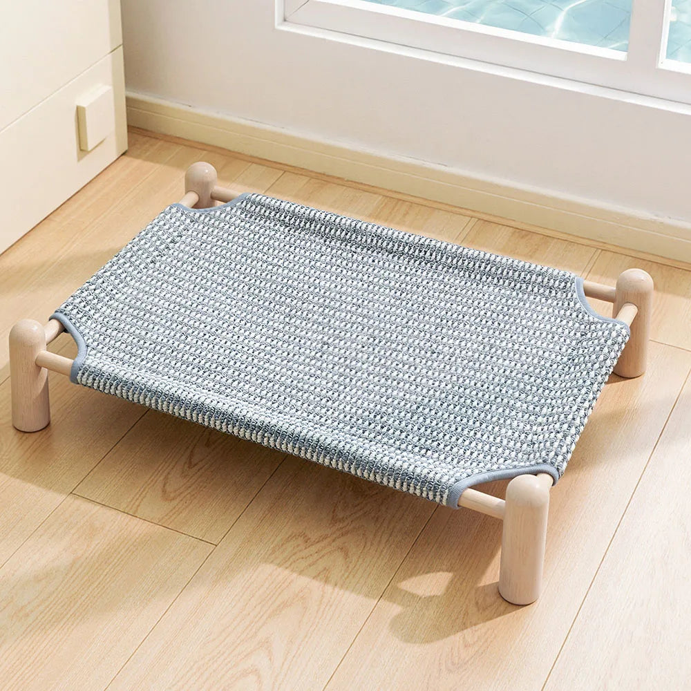 Elevated Cat Bed House Cat Hammocks Bed Wood Canvas Cat Lounge Bed for Small Rabbit Cats Dogs Durable Canvas Pet House Supplies