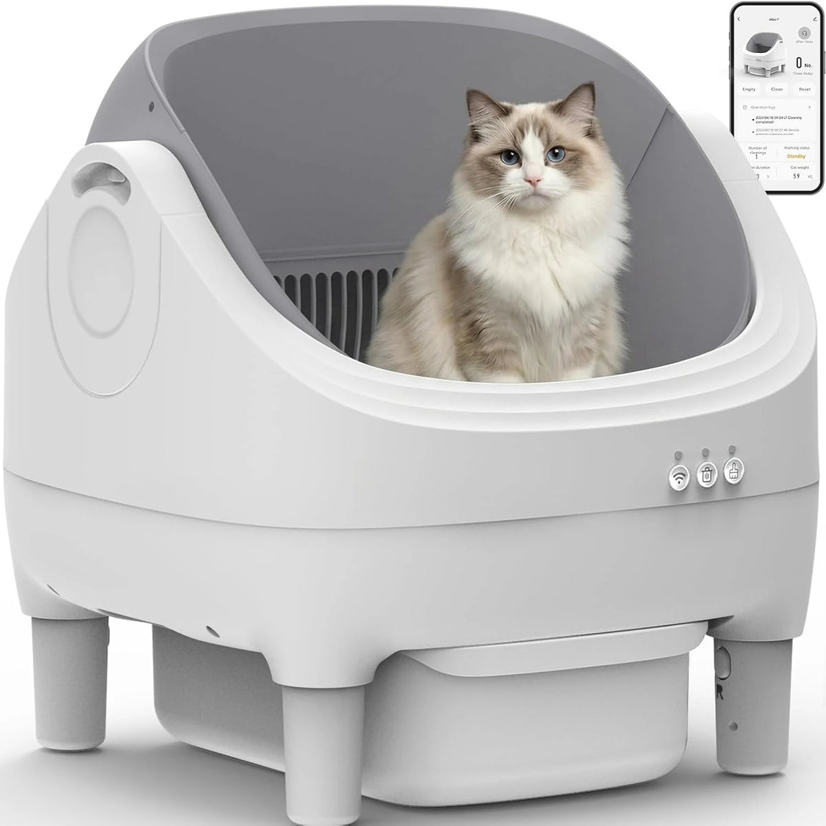 Open-Design Electric Self-Cleaning Cat Litter Box, APP Control & Safety Anti-Pinch Function, Custom