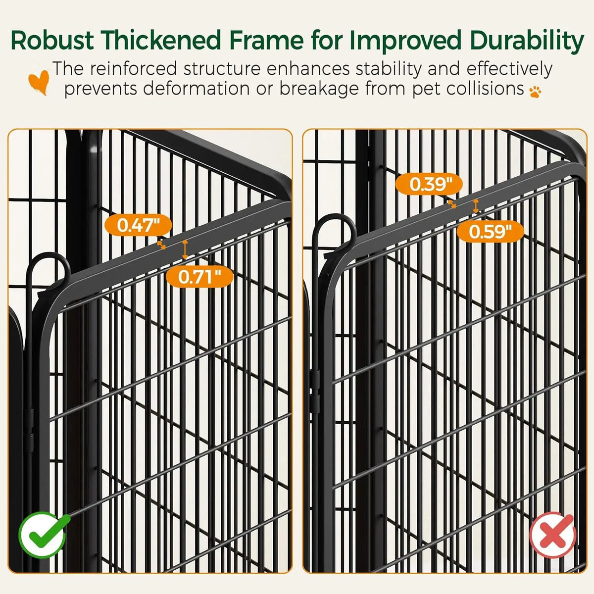 40 Inch 8 Panels Dog Playpen,Portable Metal Fence with Secure Latch,Heavy Duty Frame,Indoor Yard & Camping Use, Custom