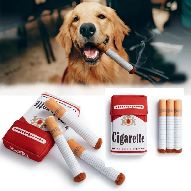 Interactive Plush Dog Cigarette Toy