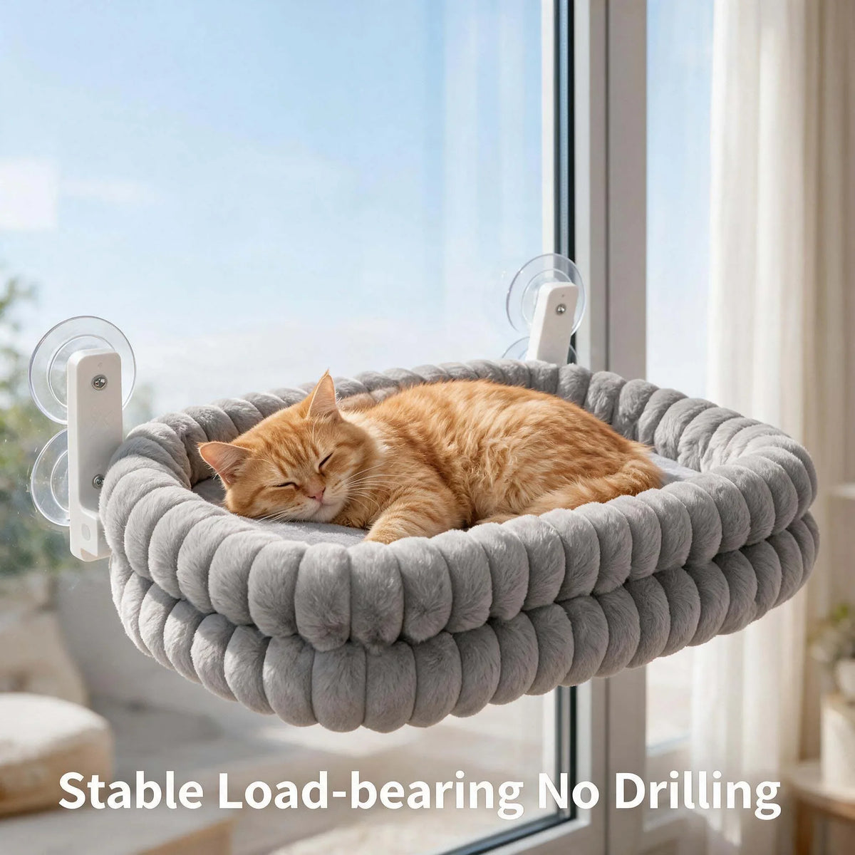 Strong Suction Cups Cat Window Hammock Winter Warm Soft Double-Sided Plush Non-Slip Hanging Cat Sleeping Pad Indoor Pet Supplies