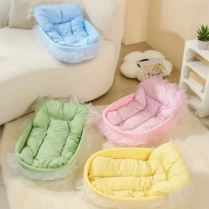 1Pcs Lovely Princess Style Pet Bed Four Seasons Universal Non-stick Cushion Sofa Mat for Small Medium Cats Dogs Daily Pet Suppli