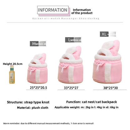 Cat Bag Winter Warm Cat Outing Bag Carrying Bag Large Capacity Crossbody Pet Bag Princess Style