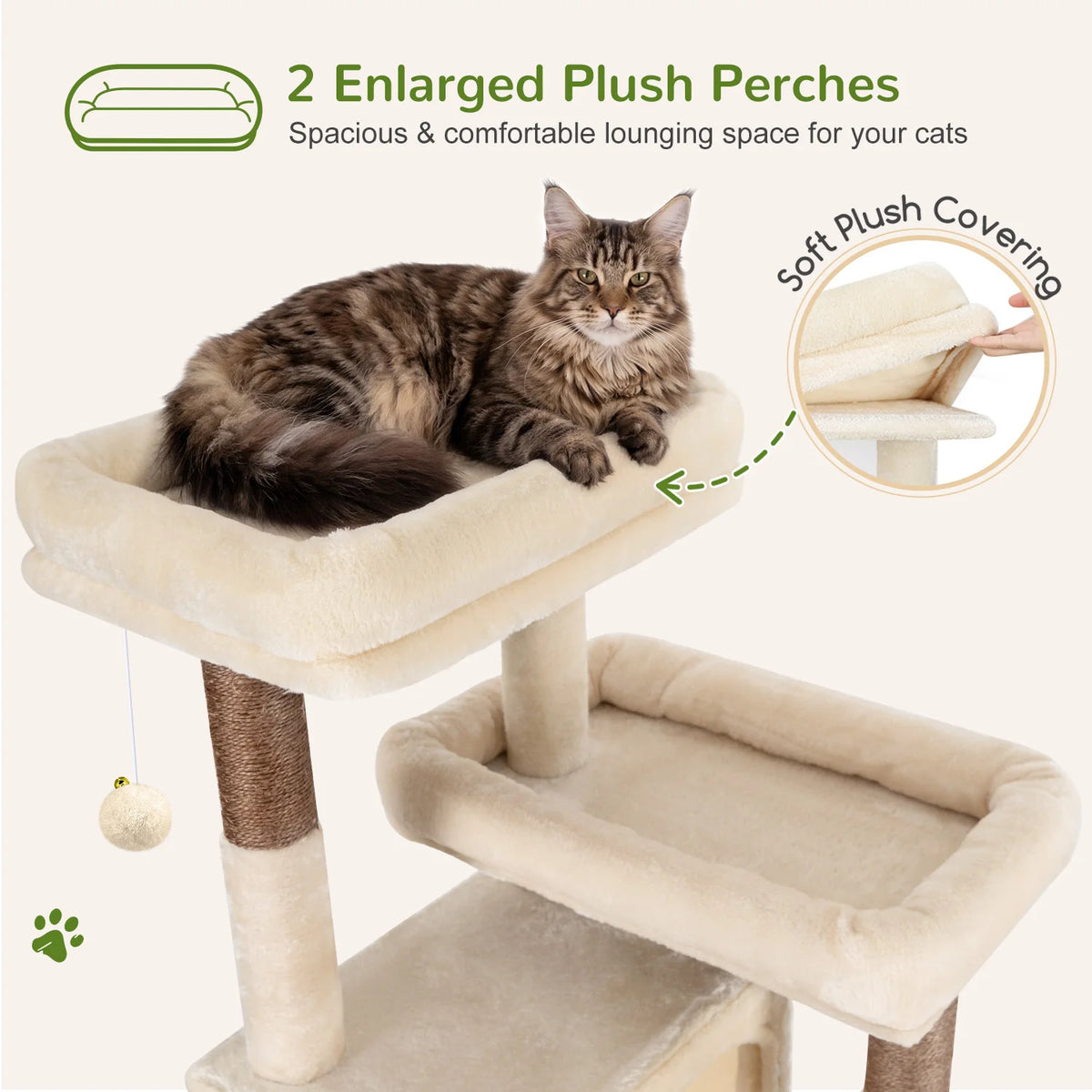 Globlazer 82" Large Cat Tree Tower for Indoor Cats, Multi-Level Cat Climbing Activity Center with 2 Condos, 2 Hammocks, 3 Perches, 8 Sisal Scratching Posts for Multi-Cat Household
