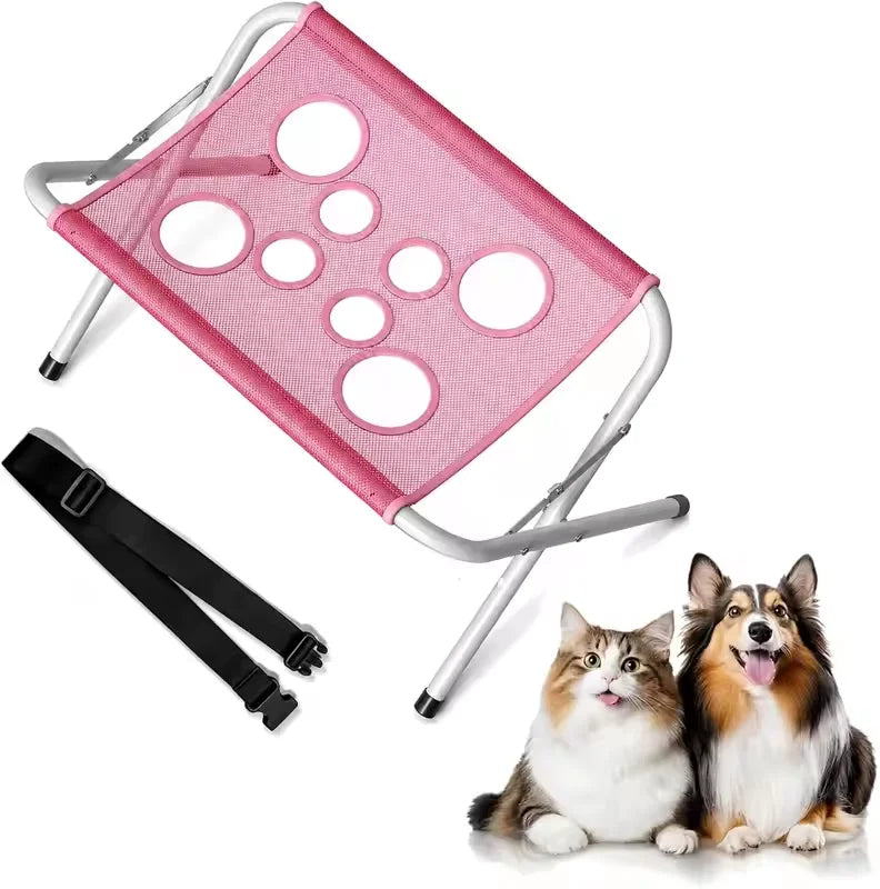 Pet Dog Bath Hammock Cat Shower Grooming Table Hammock with Foldable Stand Breathable Mesh Bathing Drying Table for Nail Trimmin