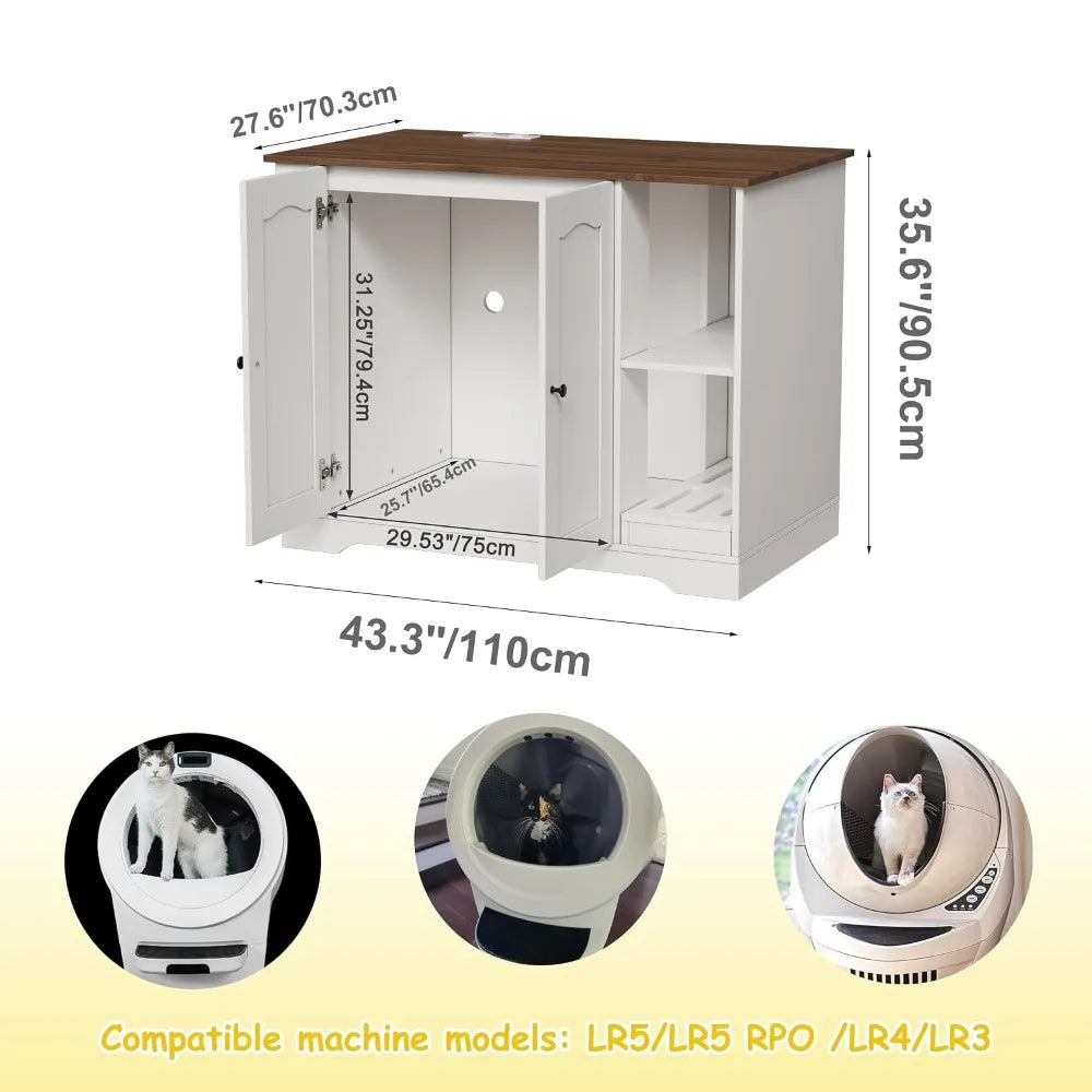 Large Cat Litter Enclosure with Litter Collector, Enclosure for self-Cleaning Litter Boxes, Large Hidden Litter Box, Customized
