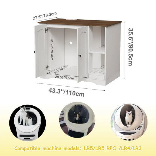 Large Cat Litter Enclosure with Litter Collector, Enclosure for self-Cleaning Litter Boxes, Large Hidden Litter Box, Customized