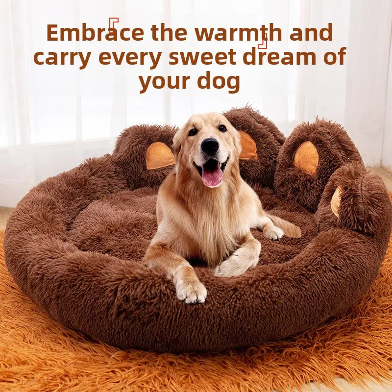 Fluffy Dog Bed Winter Warm Large Pet Products Small Sofa Baskets Pets Kennel Mat Puppy Cats Supplies Basket Blanket Accessories