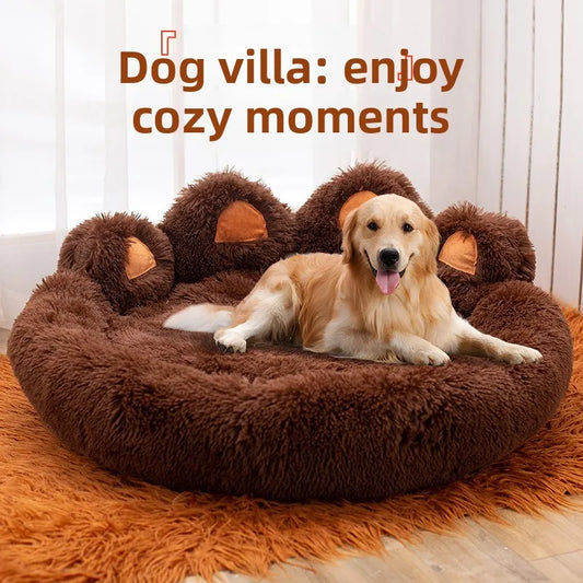 Fluffy Dog Bed Winter Warm Large Pet Products Small Sofa Baskets Pets Kennel Mat Puppy Cats Supplies Basket Blanket Accessories