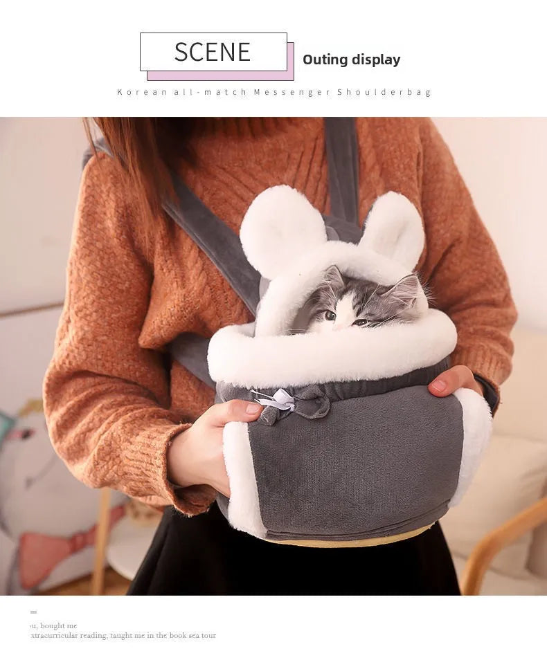 Cat Bag Winter Warm Cat Outing Bag Carrying Bag Large Capacity Crossbody Pet Bag Princess Style