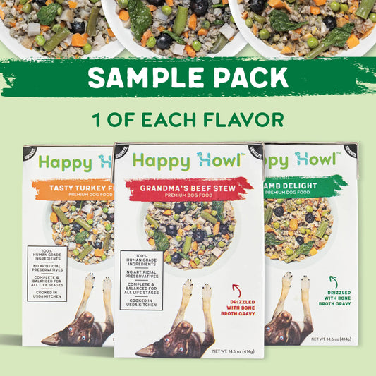Premium Wet Dog Food Variety Sample Pack Real Meat Lamb Turkey Beef Mixed Flavors 100% Human Grade Ingredients Natural Healthy Pet Nutrition Meal Topper for All Life Stages Puppy Adult