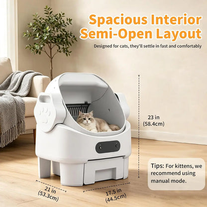 Open-Top Automatic Self-Cleaning Cat Litter Box Enclosure,for Multiple Cats, Custom