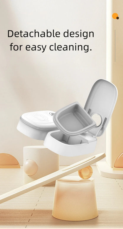 Pet Automatic Feeder Timed Quantification Separate Bowls for Dry Wet Feeding Easy to Clean Short-distance Travel Home Use