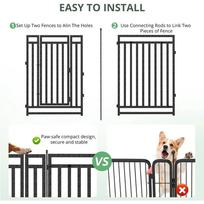 Dog ence Outdoor or Yard Dog Playpen Indoor 40" Height 16 Panels Portable Puppy Playpen Dog Kennel or RV Camping(Black-Silver)