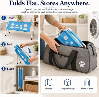 Pet Dog Bath Hammock Cat Shower Grooming Table Hammock with Foldable Stand Breathable Mesh Bathing Drying Table for Nail Trimmin