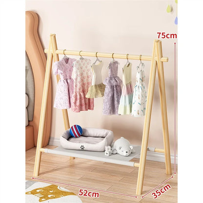 Pet floor hanger dog wardrobe solid wood puppy cat wardrobe coat rack dog hanger small clothes storage rack