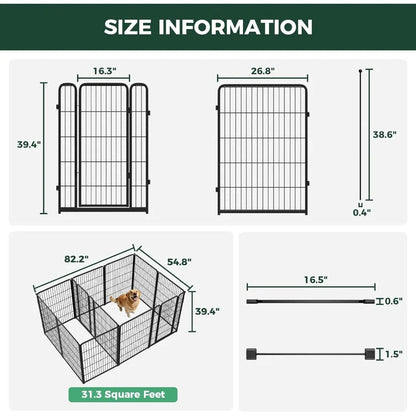 Homeplus Unleashed Indoor Dog Playpen - Stress-Free and Safe Play, Heavy Duty 40 Inch 12 Panels with Connectors，Customized