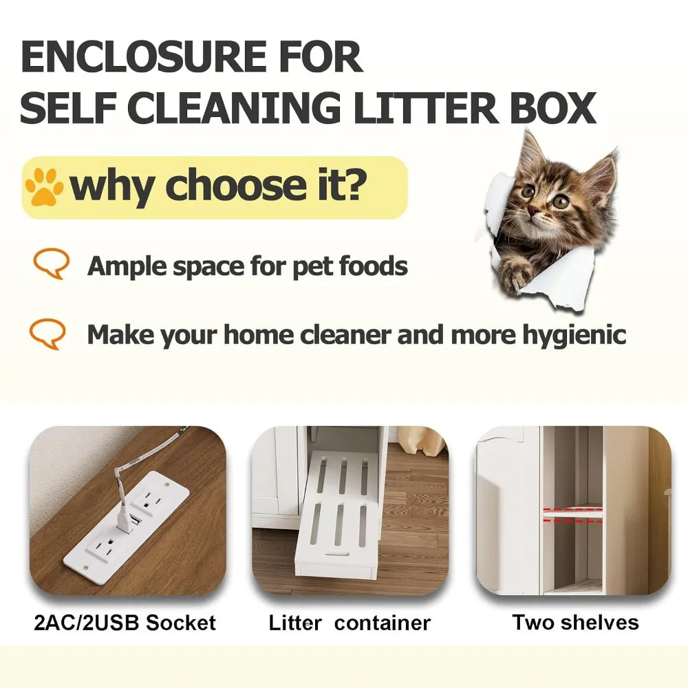 Large Cat Litter Enclosure with Litter Collector, Enclosure for self-Cleaning Litter Boxes, Large Hidden Litter Box, Customized