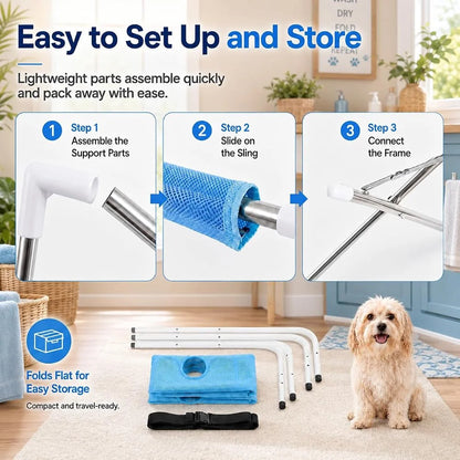Pet Dog Bath Hammock Cat Shower Grooming Table Hammock with Foldable Stand Breathable Mesh Bathing Drying Table for Nail Trimmin