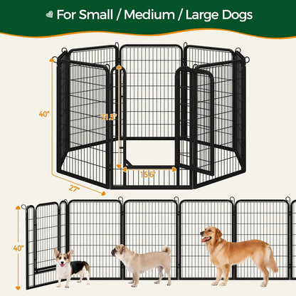 40 Inch 8 Panels Dog Playpen,Portable Metal Fence with Secure Latch,Heavy Duty Frame,Indoor Yard & Camping Use, Custom