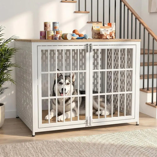 Heavy Duty Dog Crate urniture 42In, Indestructible Cage or High Anxiety Dogs with Wooden Table or Indoor Decorative, Ese-Proo Lo