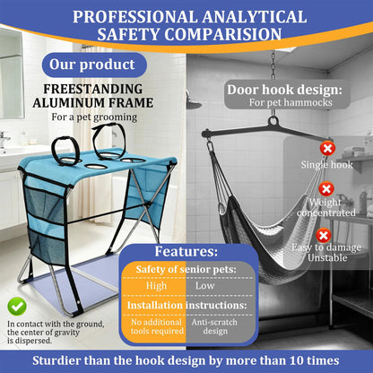 Foldable Pet Grooming Bath Table with Fixed Leash, Portable Dog Cat Washing Drying Trimming Table Anti-Slip Pet Bathing Stand Fo