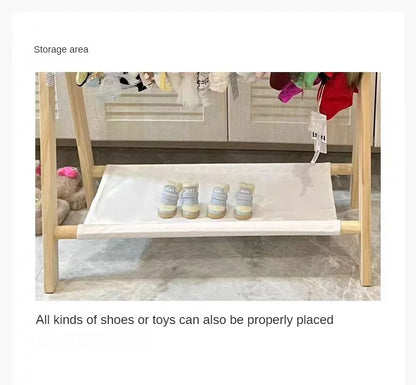 Pet floor hanger dog wardrobe solid wood puppy cat wardrobe coat rack dog hanger small clothes storage rack