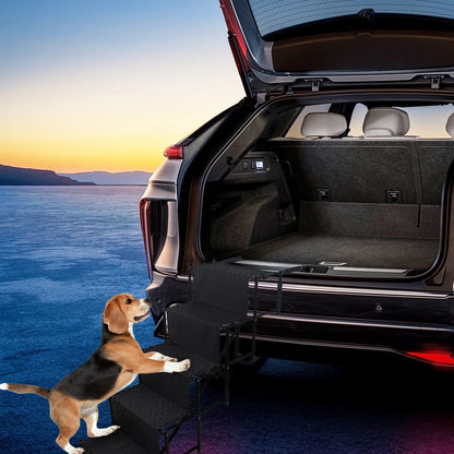 5 Steps Dog Ramp Ladder with Nonslip Surface Foldable Large Dog Step Lightweight Portable Pet Ladder Ramp for Cars and SUV Truck
