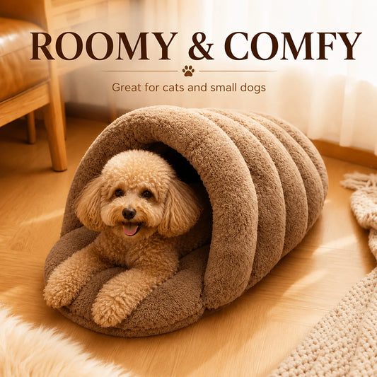 Winter Plush Round Pet Bed for Cats and Dogs, Soft Artificial Bed, Comfortable Pet Pads for Small and Medium-sized Dogs and Cats
