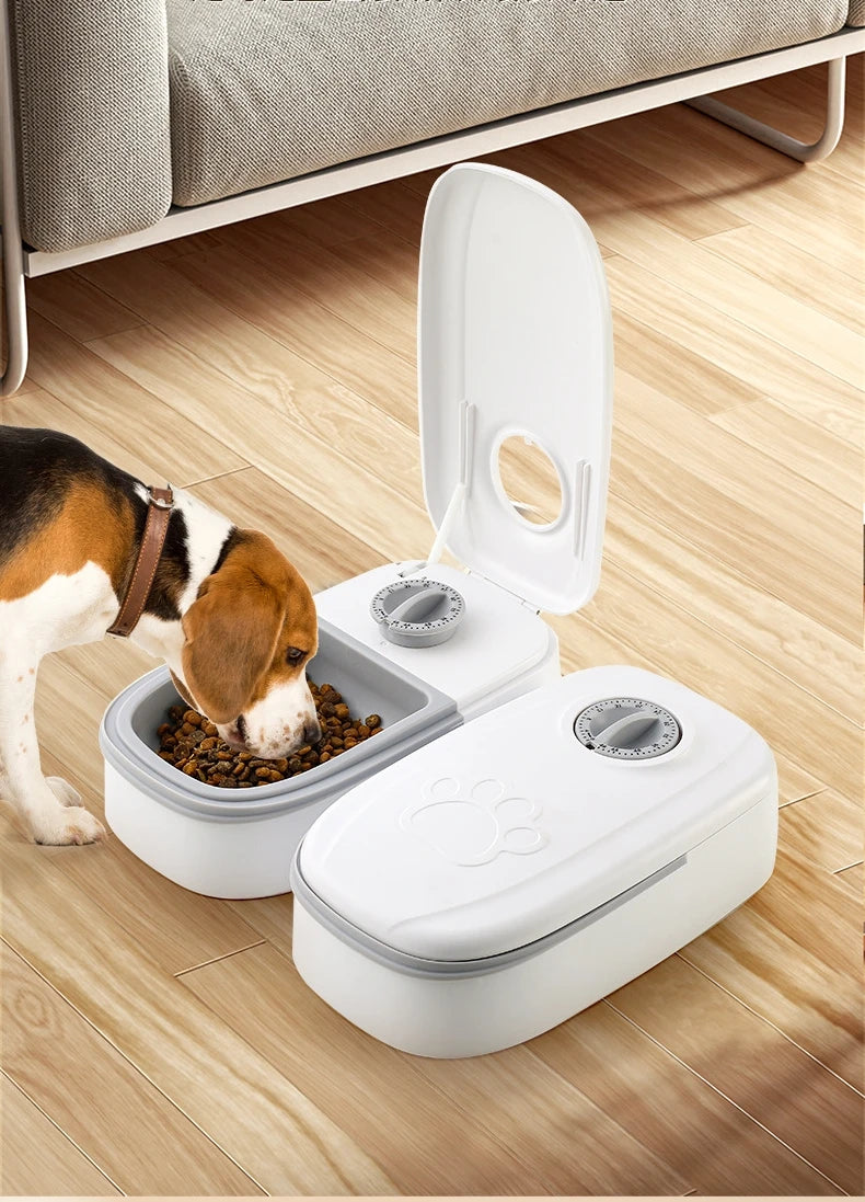 Pet Automatic Feeder Timed Quantification Separate Bowls for Dry Wet Feeding Easy to Clean Short-distance Travel Home Use
