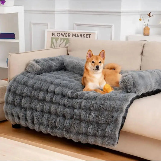 New Winter Rabbit Fur Pet Mat Warm Non Slip Sleeping Cushion with Pillow for Cat Dog Sofa Bed