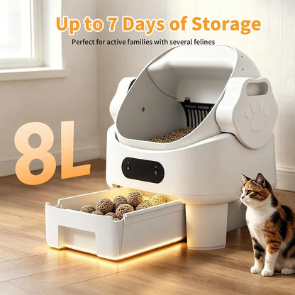 Open-Top Automatic Self-Cleaning Cat Litter Box Enclosure,for Multiple Cats, Custom