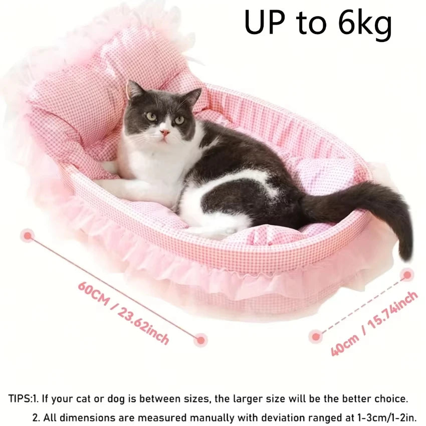 1Pcs Lovely Princess Style Pet Bed Four Seasons Universal Non-stick Cushion Sofa Mat for Small Medium Cats Dogs Daily Pet Suppli