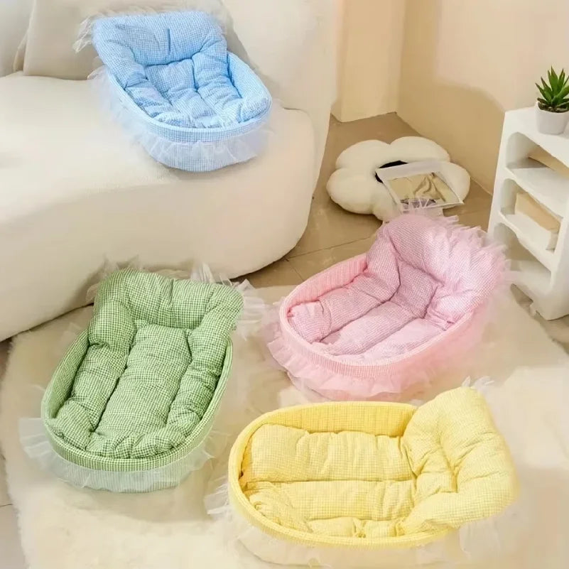 1Pcs Lovely Princess Style Pet Bed Four Seasons Universal Non-stick Cushion Sofa Mat for Small Medium Cats Dogs Daily Pet Suppli