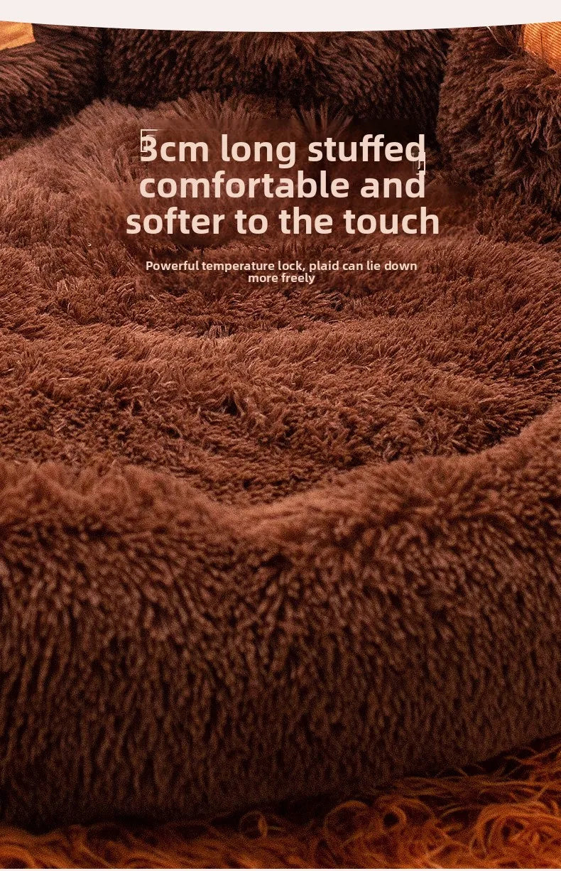 Fluffy Dog Bed Winter Warm Large Pet Products Small Sofa Baskets Pets Kennel Mat Puppy Cats Supplies Basket Blanket Accessories
