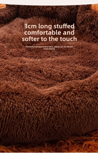 Fluffy Dog Bed Winter Warm Large Pet Products Small Sofa Baskets Pets Kennel Mat Puppy Cats Supplies Basket Blanket Accessories