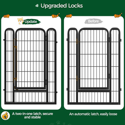 40 Inch 8 Panels Dog Playpen,Portable Metal Fence with Secure Latch,Heavy Duty Frame,Indoor Yard & Camping Use, Custom