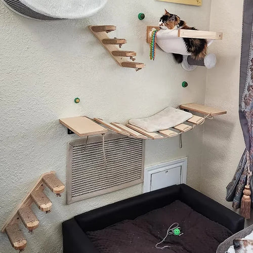 Modular Solid Wood Cat Shelves