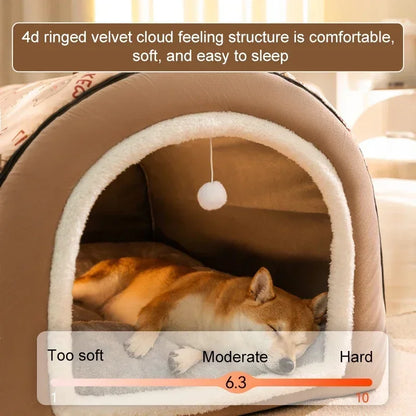 Winter Warm Dog House Detachable Pet Sleeping Bed for Small Medium Dogs Cats Soft Non-slip Dog Kennel Puppy Kitten Nest