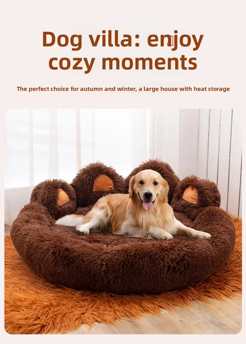 Fluffy Dog Bed Winter Warm Large Pet Products Small Sofa Baskets Pets Kennel Mat Puppy Cats Supplies Basket Blanket Accessories