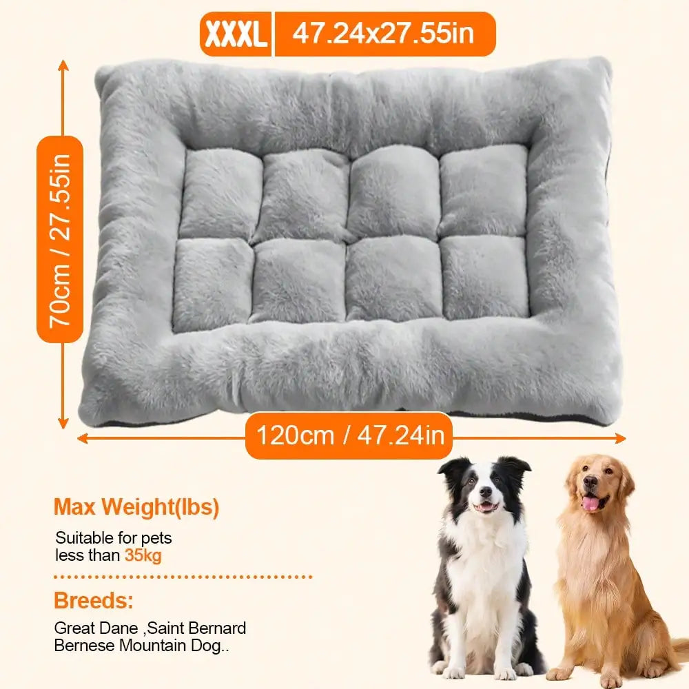 Ultra Soft Flannel Plush Pet Crate Mat, Thickened Cozy Comfort Dog Sleeping Cushion, Anti-Slip Bottom Machine Washable Pet Bed Pad, All Season Rectangle Pet Mattress For Small Medium Large Dogs Cats Indoor Use