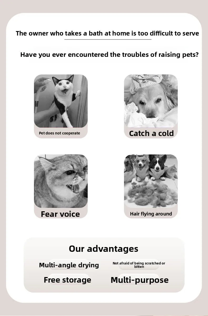 Pet Drying Box Cat Bath Blow Anti-escape Artifact for Puppies and Dogs Blow Drying Bag Household Water Dryer Portable Cat Cage