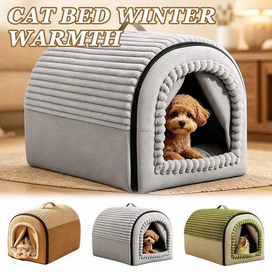 Warm Dog House Detachable Pet Sleeping Bed for Small Medium Dogs Cats Soft Non-slip Dog Kennel Puppy Kitten Nest Pet Supplies