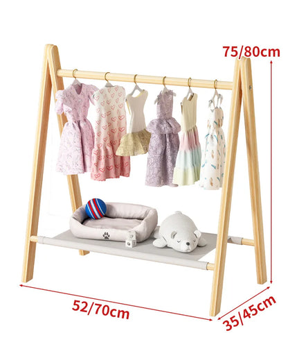Pet floor hanger dog wardrobe solid wood puppy cat wardrobe coat rack dog hanger small clothes storage rack