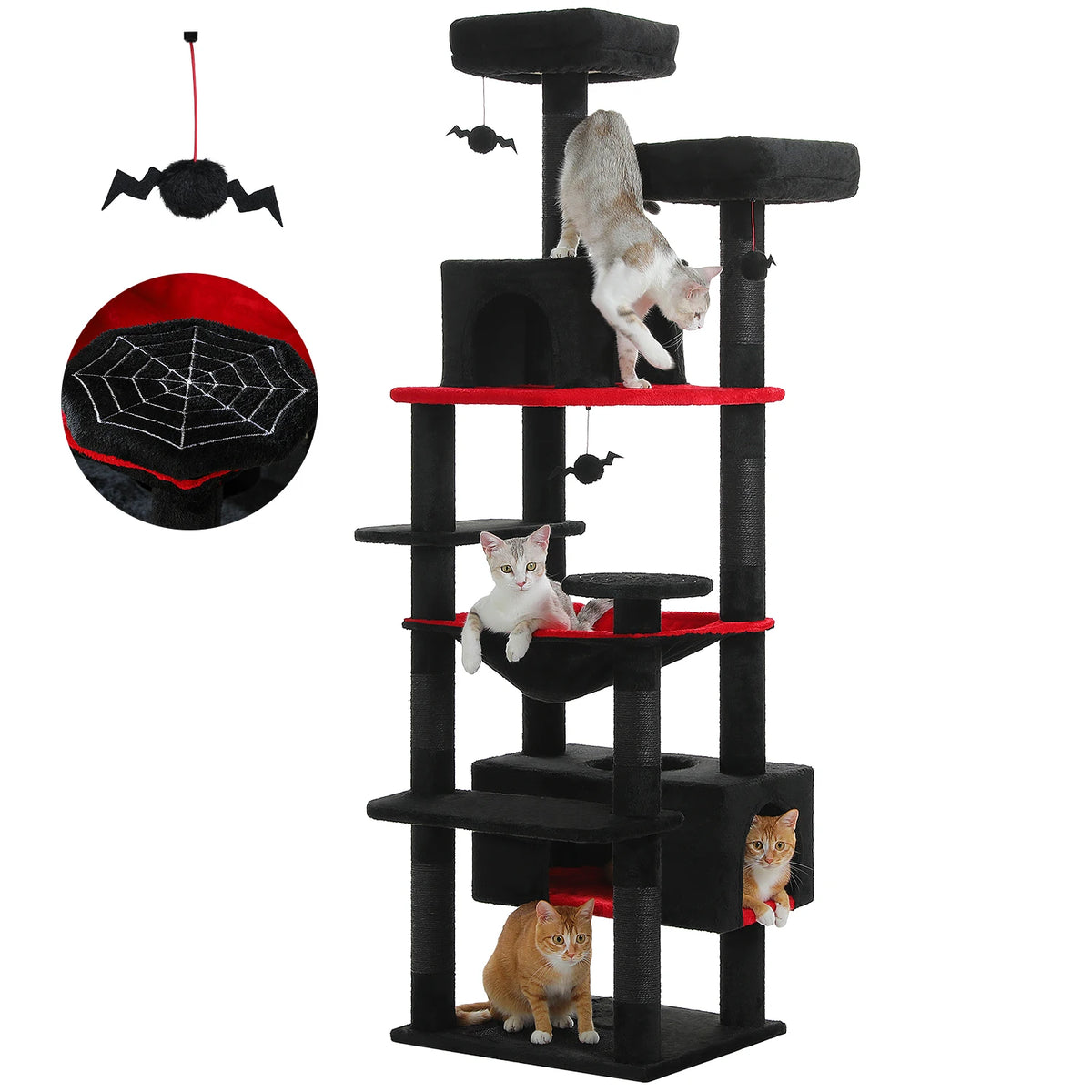 Large Cat Tree and Tower for Indoor Cats With Sisal-Covered Scratching Posts Spacious Hammock Padded Perches and Condos Cat Toys