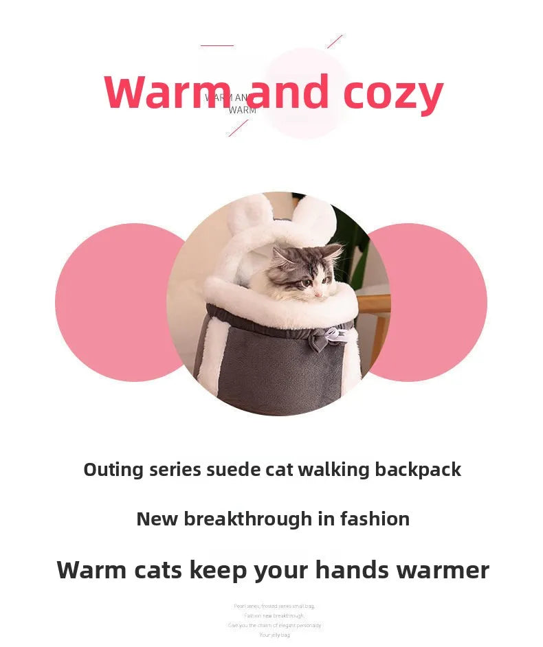 Cat Bag Winter Warm Cat Outing Bag Carrying Bag Large Capacity Crossbody Pet Bag Princess Style