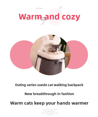 Cat Bag Winter Warm Cat Outing Bag Carrying Bag Large Capacity Crossbody Pet Bag Princess Style