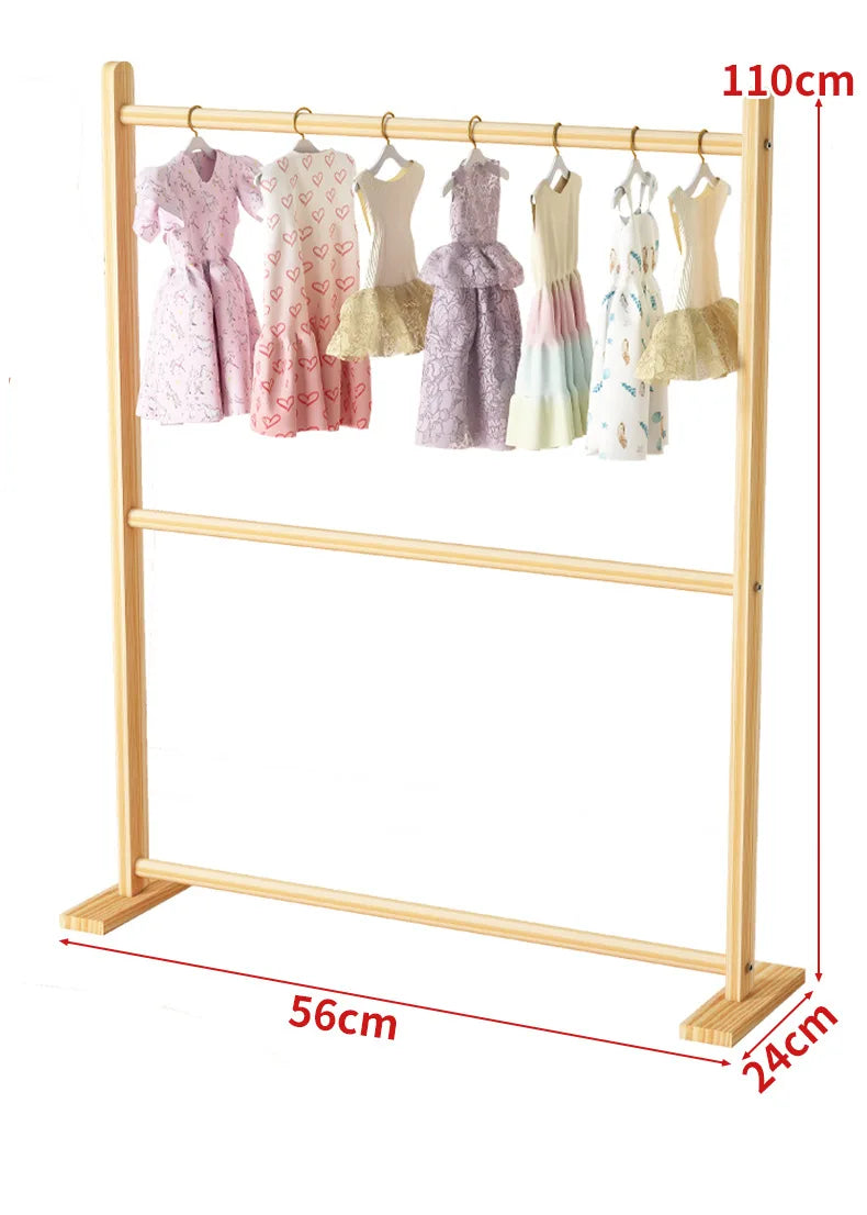 Pet floor hanger dog wardrobe solid wood puppy cat wardrobe coat rack dog hanger small clothes storage rack