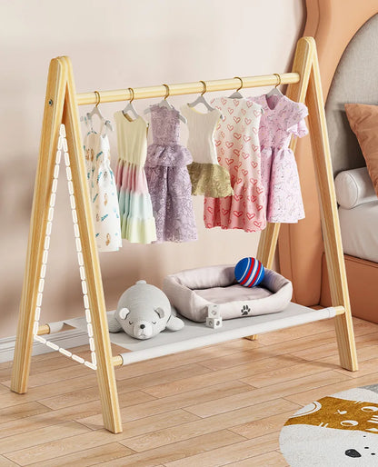 Pet floor hanger dog wardrobe solid wood puppy cat wardrobe coat rack dog hanger small clothes storage rack